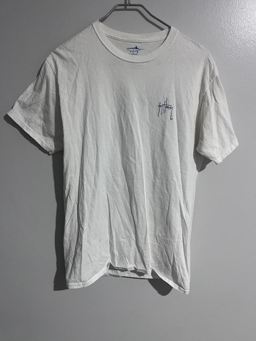 Guy Harvey Shirt Mens M White Short Sleeve Graphic Fish Back Print Cotton
